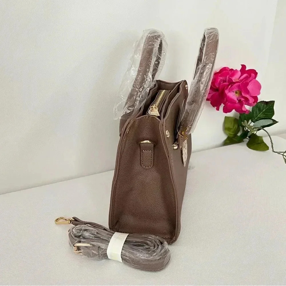 BEBE Kate Satchel Shopper Bag Removable Strap Taupe - Picture 7 of 10